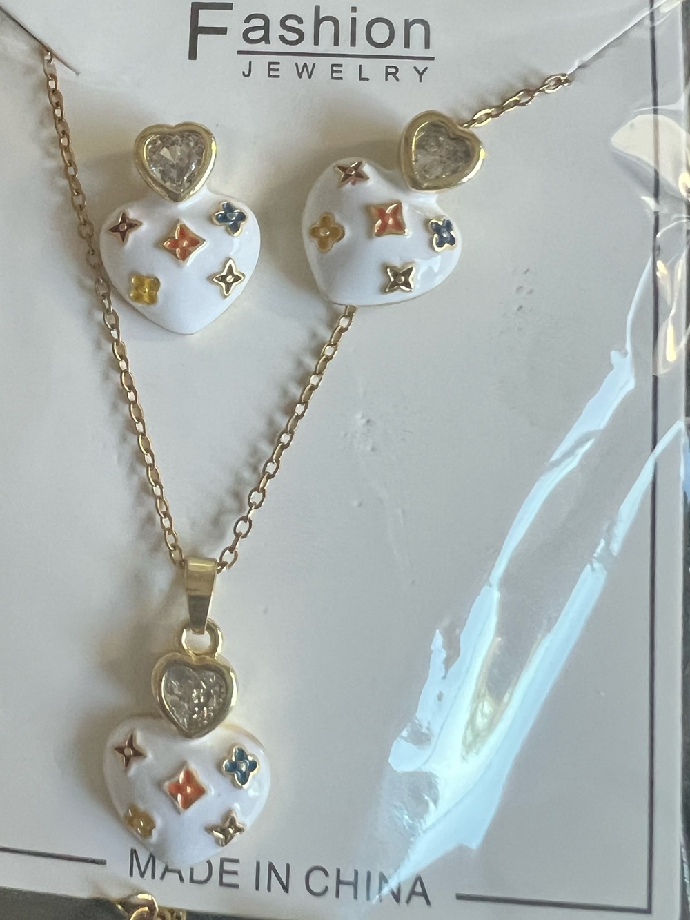NIP Darling Y2K Coquette Hearts Matching Necklace & Earrings (Stainless Steel)